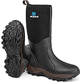 Trudave Rubber Boots for Men &amp; Women with Steel Shank, Mens Rain Boots Waterproof Insulated, Reliable 6mm Neoprene Warm Anti-slip High Traction Multi-season Dry Mud Boot for Outdoor, Work, Hunting