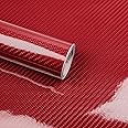 Lypumso 6D Carbon Fiber Vinyl Wrap Roll, Glossy Car Wrap Film Featuring Bubble Free Air Release Technology, Car Moto DIY Interior Exterior Decoration (Carbon Fiber Red, 1ft x 10ft)