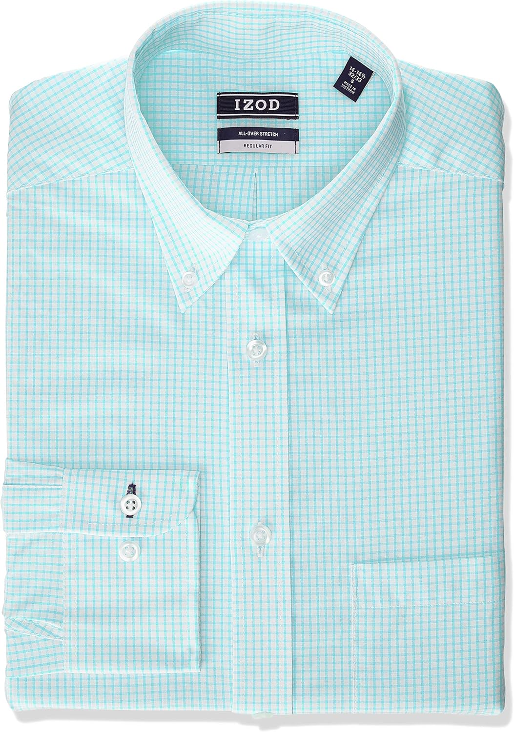 IZOD Men's Regular Fit Stretch Check Buttondown Collar Dress Shirt at  Men’s Clothing store