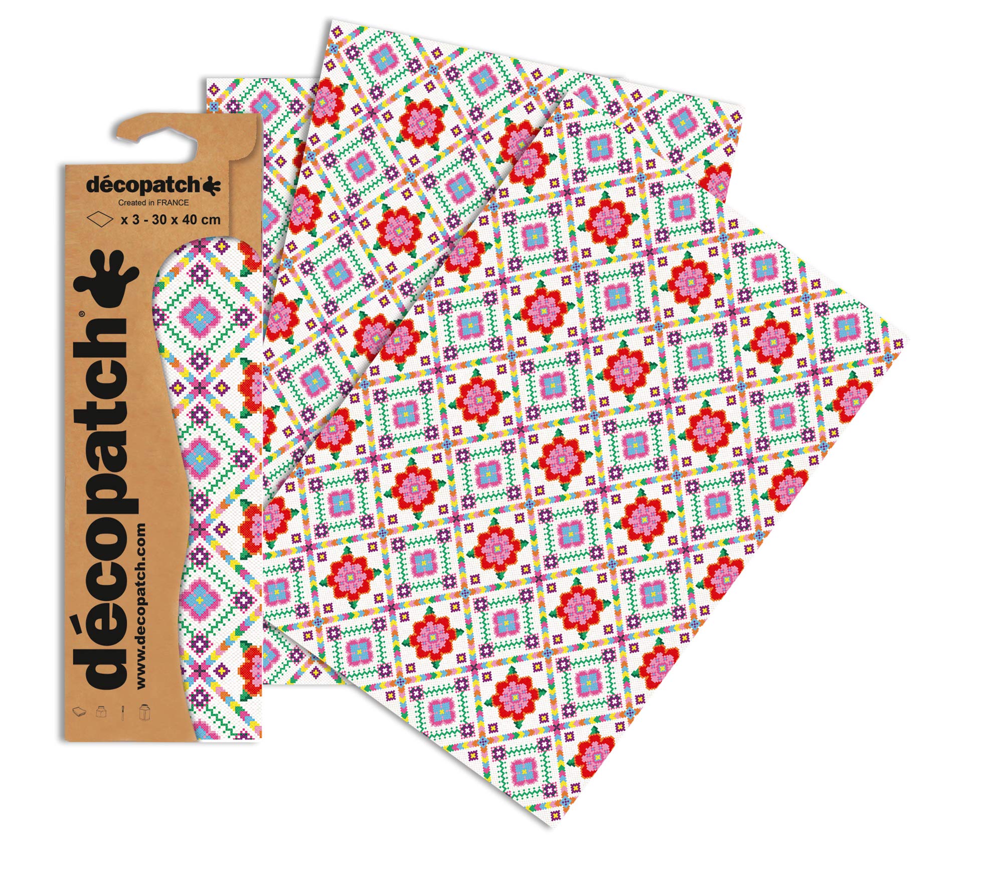 Décopatch Bright Mesmerising Paper, Assorted Colours, 30x40cm (Pack of 3 sheets)