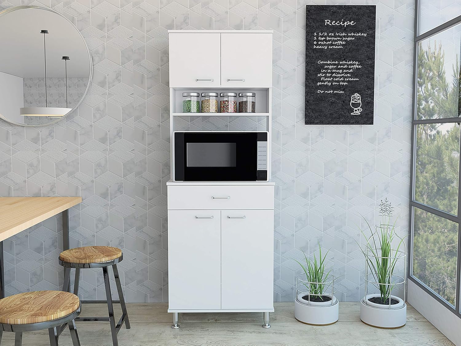 Amazon Com Tuhome Della 60 Pantry Cabinet Kitchen Dining