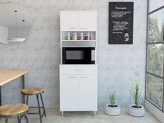 TUHOME Della 60-Inch Pantry Cabinet for Kitchen Storage