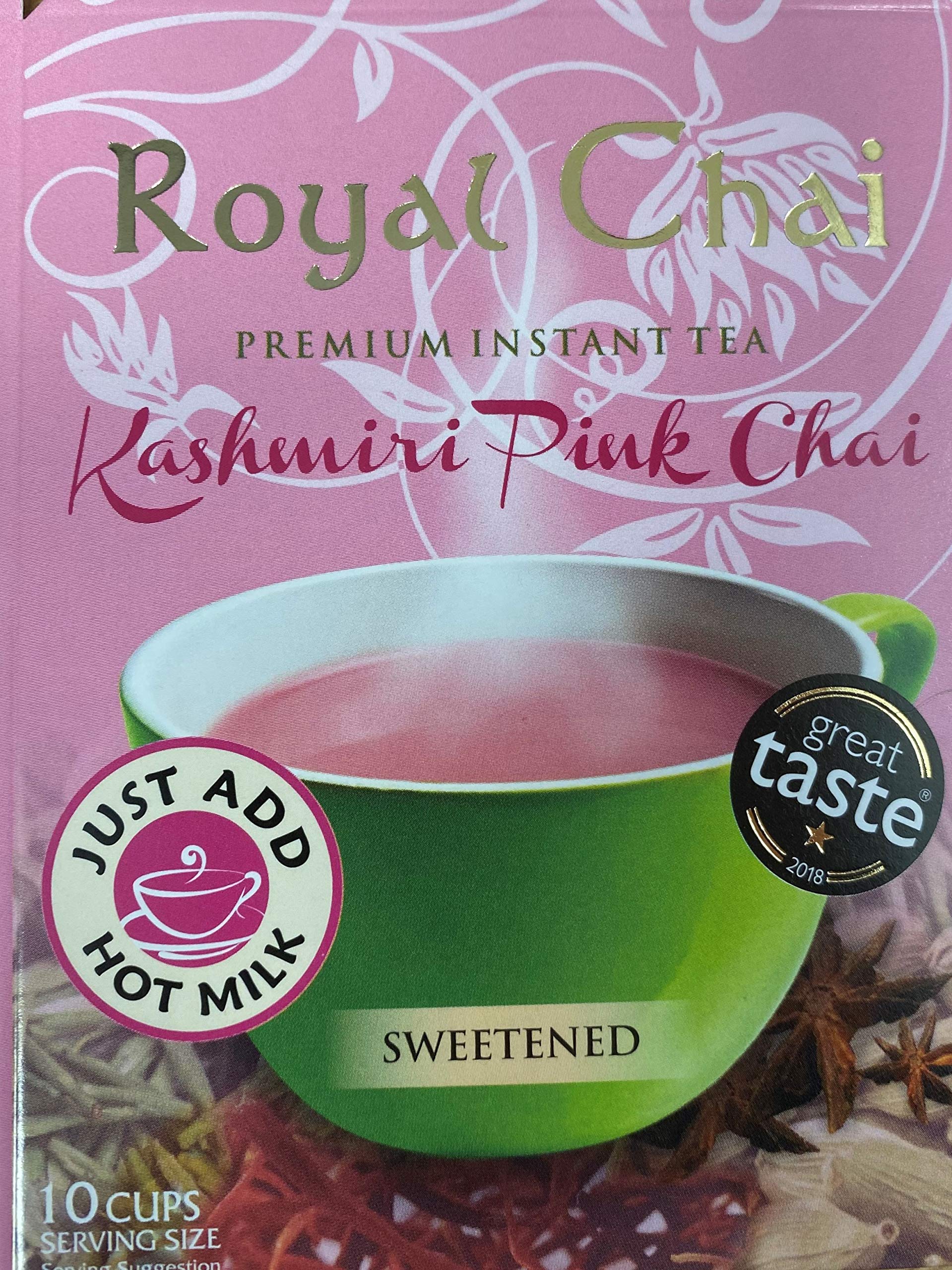 Royal Chai | Kashmiri Pink Sweetened | Single Serving Sachets | Premium Instant Tea | 10 Sachets | 1 Pack