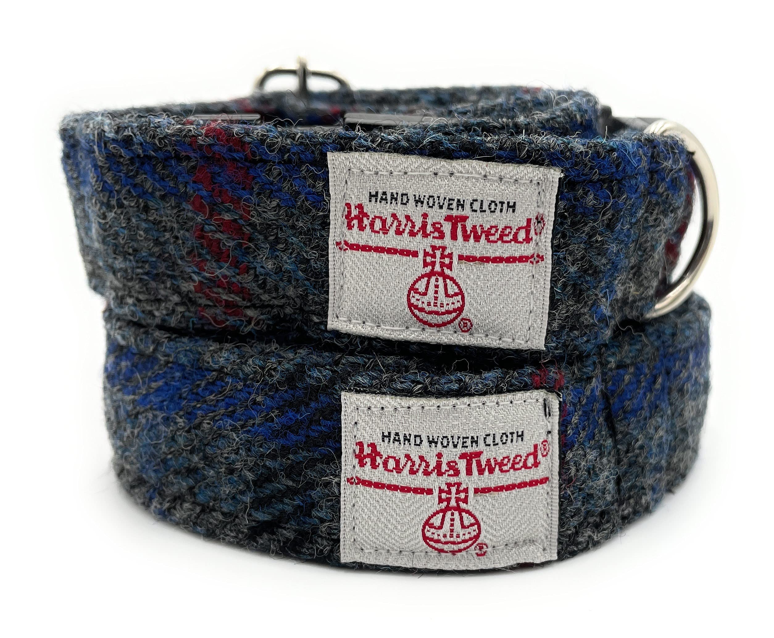 Harris Tweed Dog Collar And Lead Set Handmade (Slate Grey Check, M) โ image 1