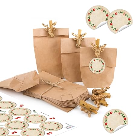Give Away 24 Sacchetti Di Carta Piccoli 15 X 9 X 35 Cm