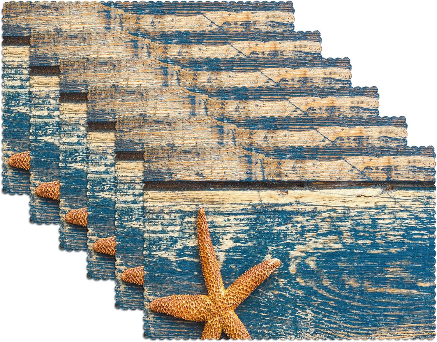 Britimes Placemats Set of 6 Washable Table Place Mats Decoration Heat Resistant Eat Mat for Kitchen Dining Decor Old Beach Wood 12 X 18 inches: Home & Kitchen