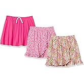 Amazon Essentials Girls and Toddlers' Knit Skorts with Elastic Waist and Built-in Breathable Shorts