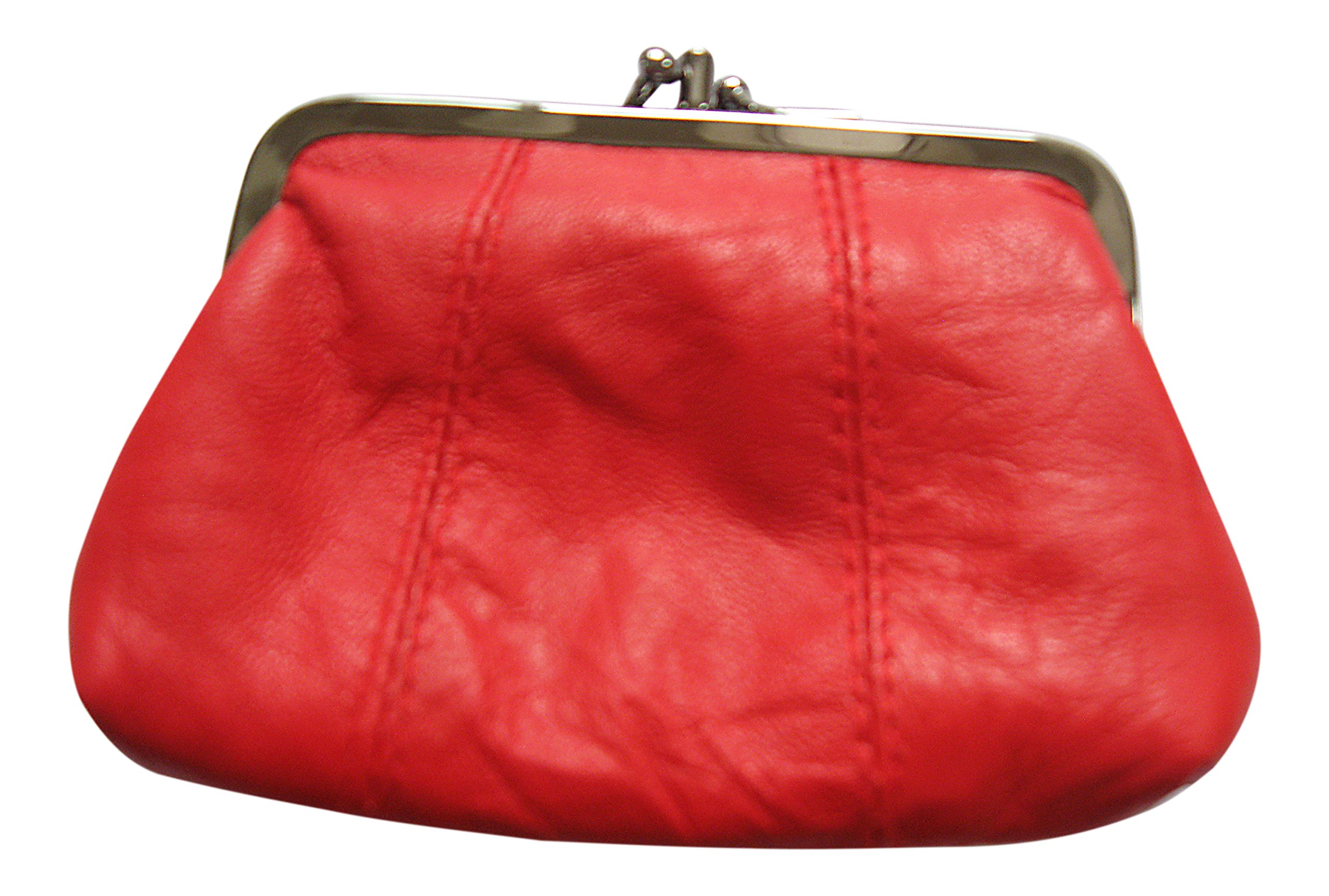 Lorenz Medium Leather Triple Framed Coin Purse -Red