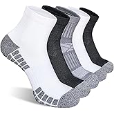 suaskk Mens Athletic Cushioned Breathable Comfort Running Quarter Socks 5 Pairs
