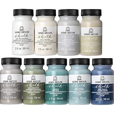 FolkArt Home Decor Ultra Matte Chalk Finish Acrylic Craft Paint Set Formulated for No-Prep Application Designed for Beginners and Artists, 2 oz Bottles, Top Colors