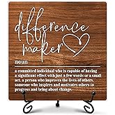 Difference Maker Definition Sign, Home Office Decor, Rustic Farmhouse Decor, Inspirational Quotes Desk Gifts for Women Men Leader Boss Mentor, Office Desk Accessories, 5" x 5"-222