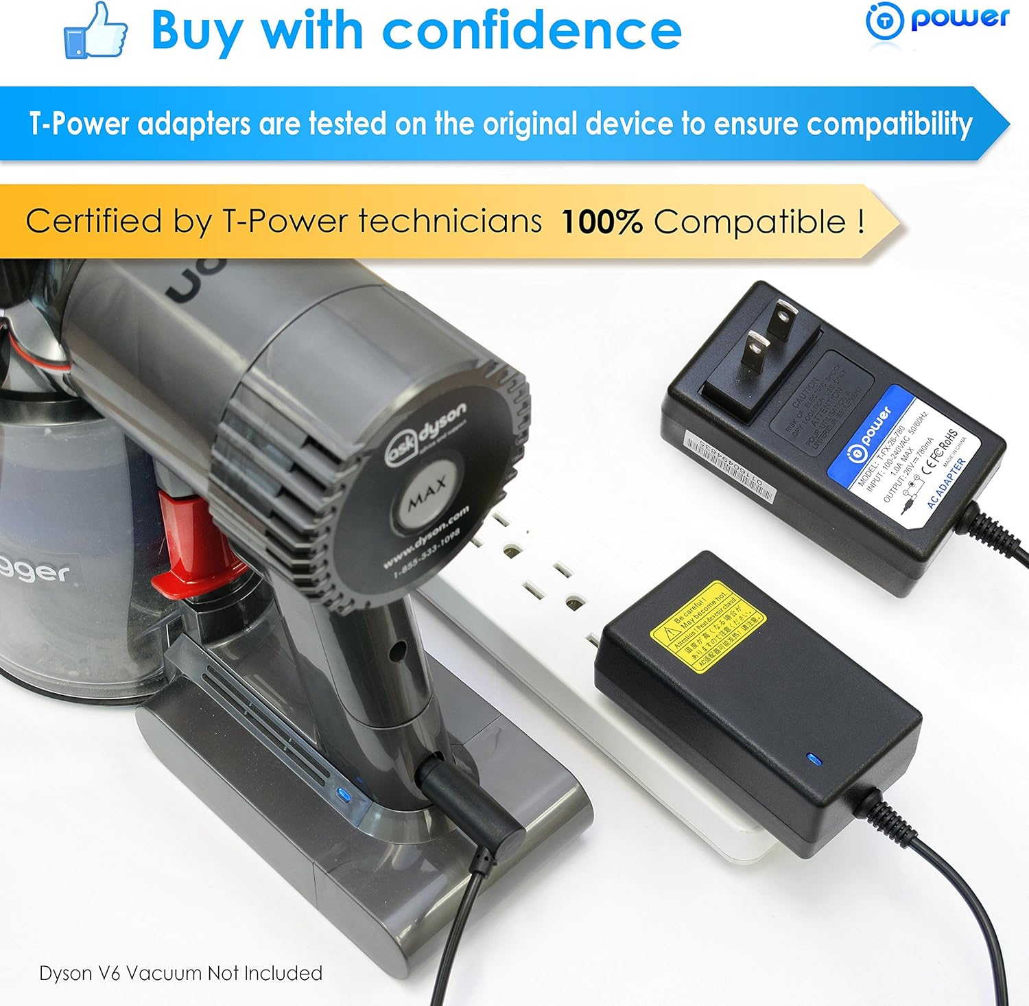 Amazon Com T Power 26v Ac Dc Adapter Charger Compatible With Dyson V6 V7 V8 Dc58 Dc59 Dc60 Dc61 Dc62 Dc72 Sv03 Sv05 Erp Sv06 Cord Free Handheld Stick Vacuum Power Supply Car