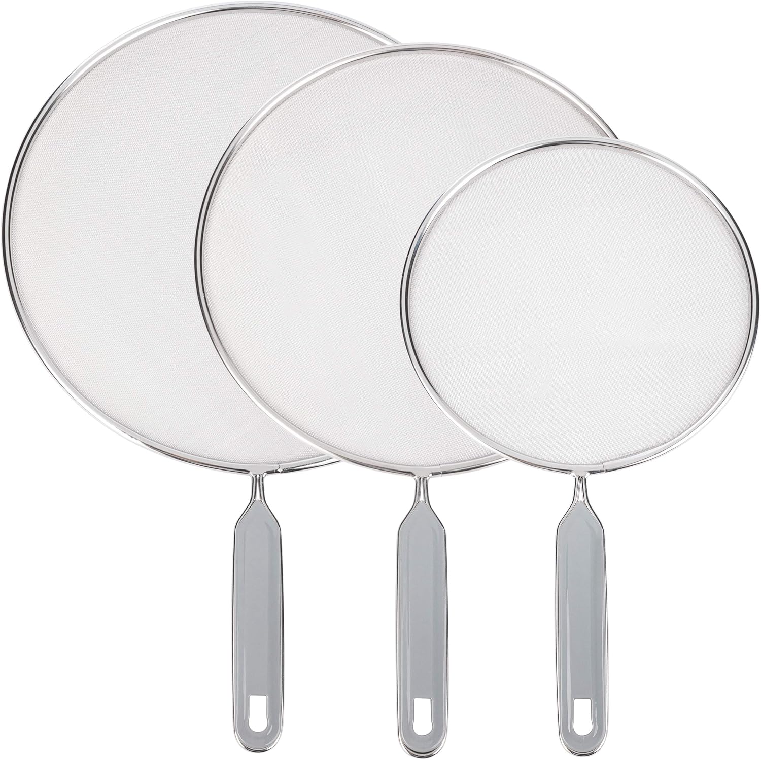 ONVAYA® Pfannenspritzschutz | 3-TLG. Set | ∅ 20-29 cm | rostfreier Edelstahl | Spritzschutz Pfannen | Fettspritzschutz