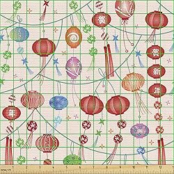 Lunarable Eastern Fabric by The Yard, Colorful New