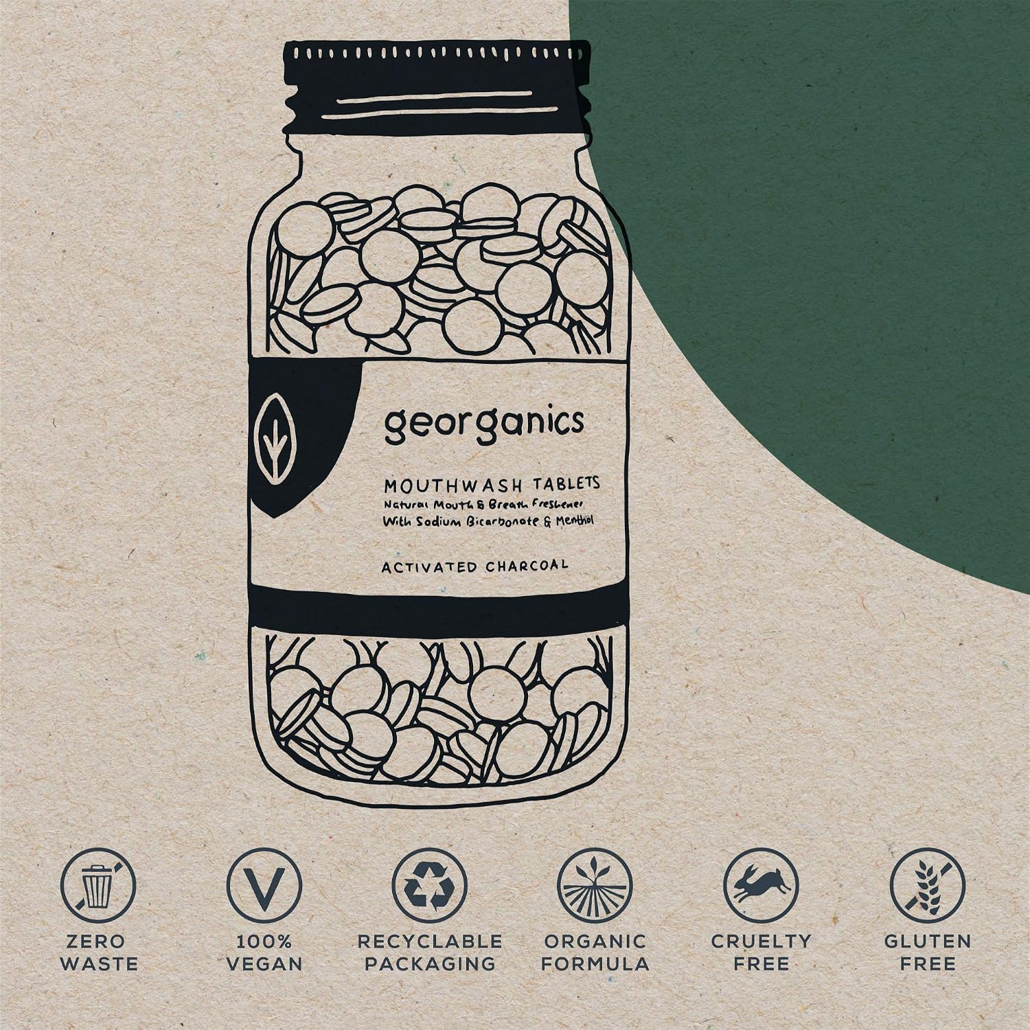 Georganics Organic Mouthwash Tablets, Activated Charcoal Natural Mouthwash for Bad Breath, SLS, Glycerine & Fluoride Free - Image 5