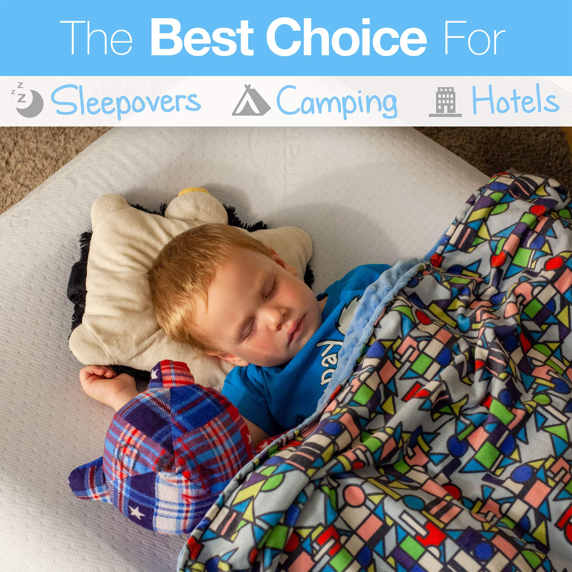 Air Mattress Toddler Inflatable Travel Bed with Safety Rail, Free Pump and Bed Sheet | Fits Children who Sleep in a Standard Crib