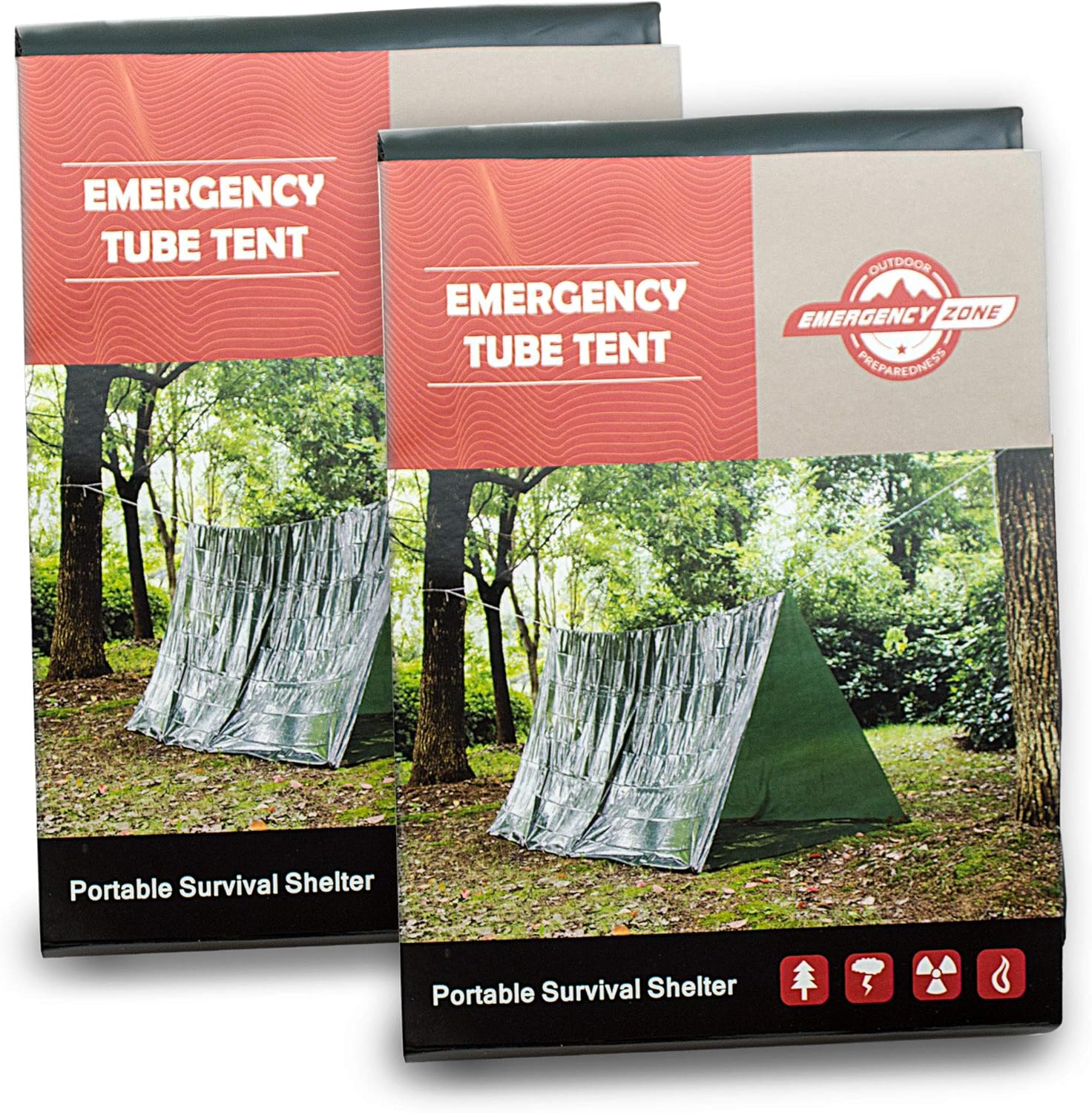 Emergency Zone Reflective & Green Survival 2 Person Tube Tents. Available in 1, 2, 3