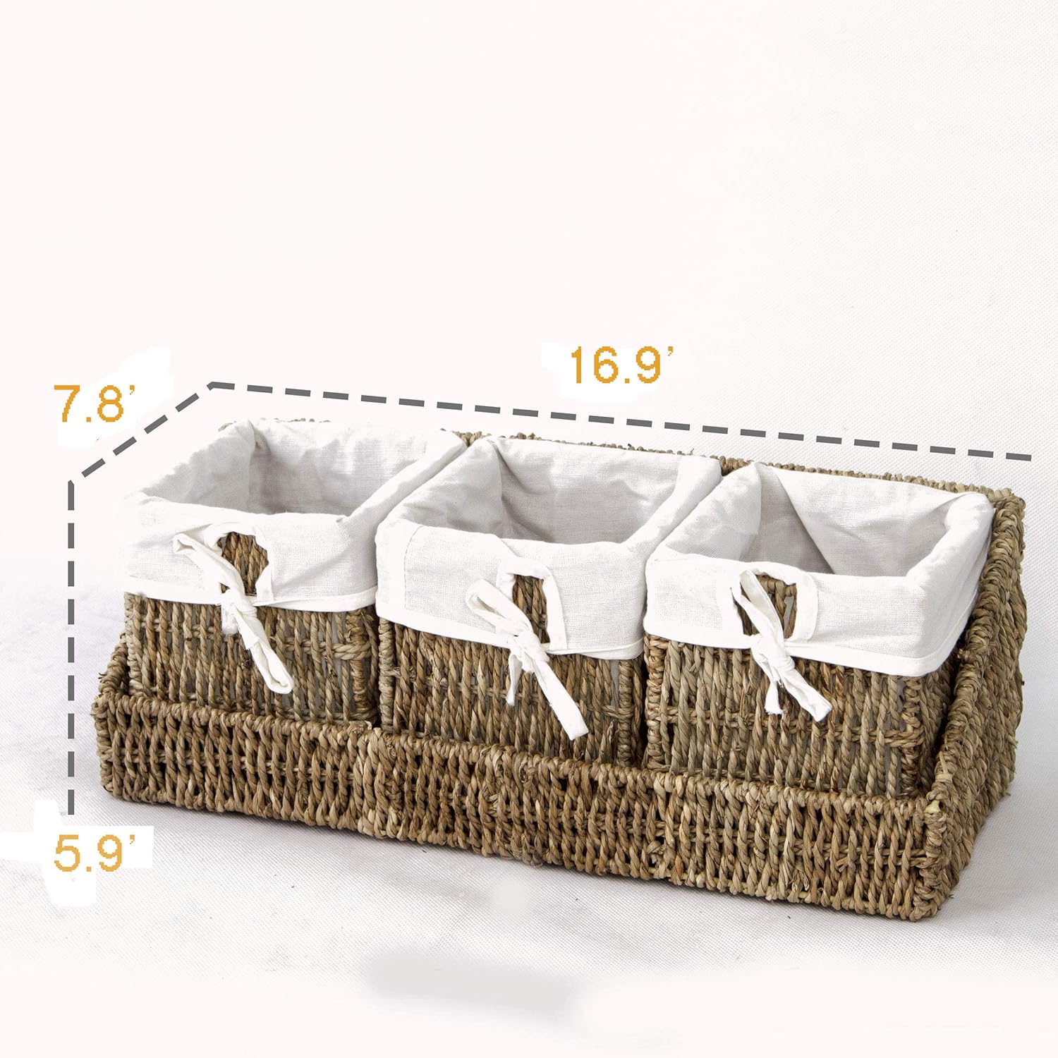 Cesta de mimbre con bandeja para organizar la pared y forros extraíbles