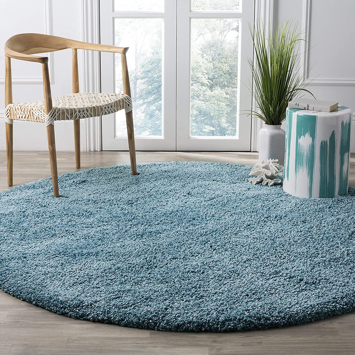 Buy CARPETIFY Round Shaggy Carpet Plain Fur Rugs Hall and Drawing Room