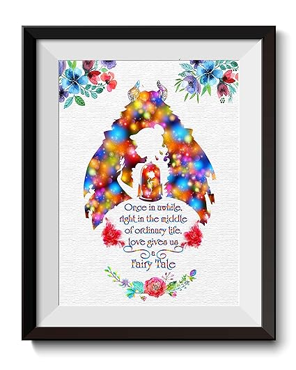 Uhomate Princess Belle Beauty And The Beast Beauty Beast Home Canvas Prints Wall Art Baby Gift Inspirational Quotes Wall Decor Living Room Bedroom