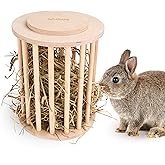 andwe Rabbit Hay Feeder Wooden Food Feeding Rack Easy to Fill | Big Volume Less Wasted for Rabbit Guinea Pig Chinchilla - Standing Pet-self Feeding Hay Manager