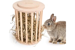andwe Hay Feeder Less Wasted Wooden Food Feeding Rack for Rabbit Guinea Pig Chinchilla - Standing Pet-self Feeding Hay Manage