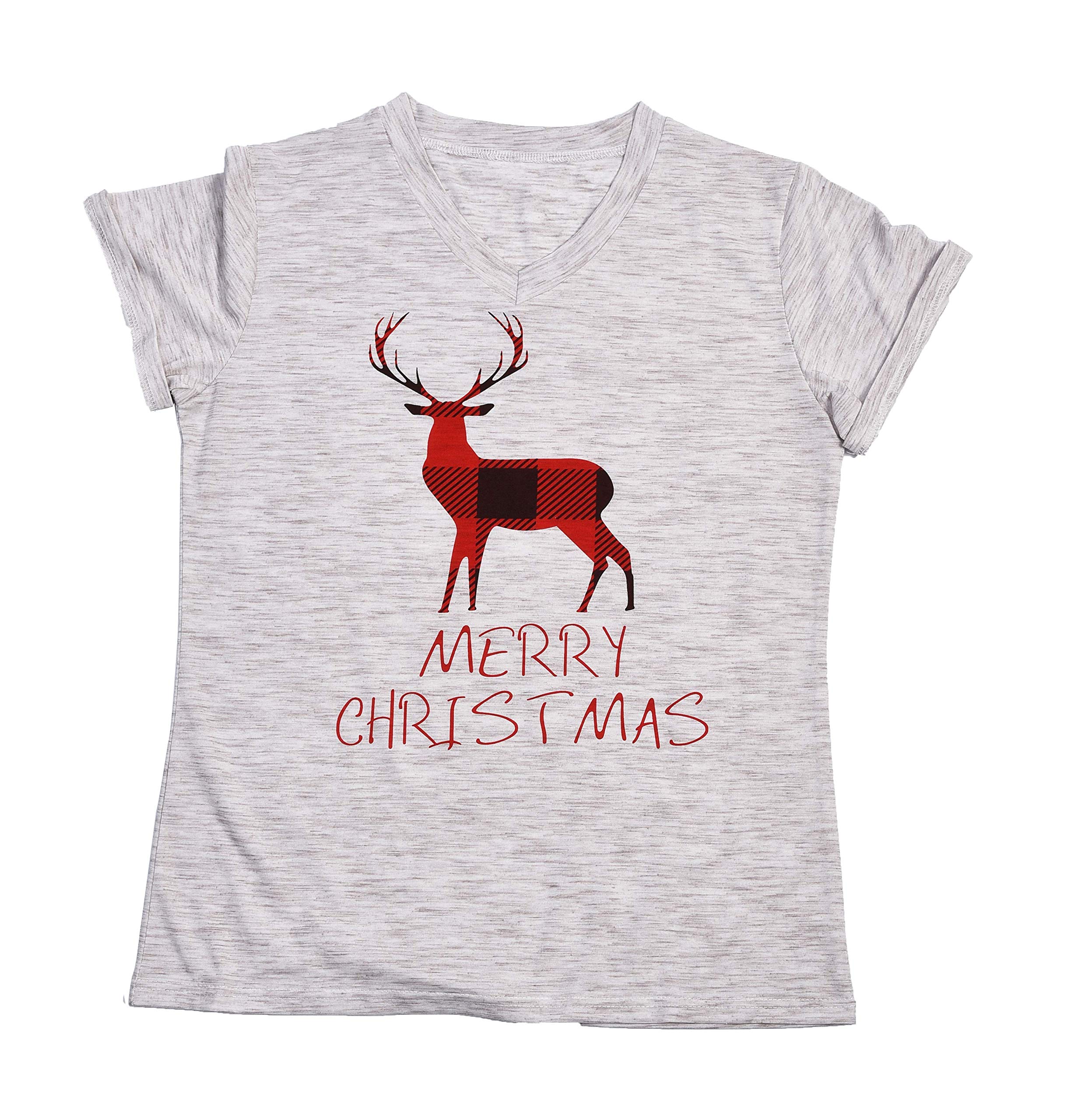 AOVXO Christmas Short Sleeve Shirts for Women Merry Christmas Shirt Hat Truck Reindeer Christmas Movie T-Shirt Meaningful Gift (Gray 2, L)