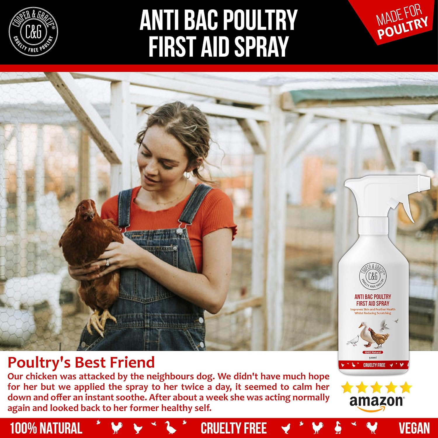 Poultry First Aid Spray 500ml By Cooper And Gracie, White, 500 ml (Pack of 1) - Image 5