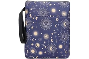 DSIUE Book Sleeve Book Cover Protector with Zipper, Washable Fabric for Teen, Adult & Teacher, 11.4 x 9 Inch (Sun and Moon)