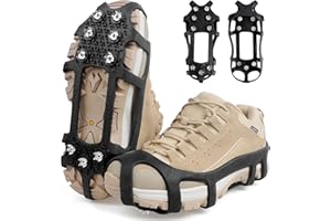 Crampons Ice Cleats for Shoes and Boots Snow Traction Cleats for Walking on Snow and Ice 9 Point Cleats Non-Slip Grippers Ove