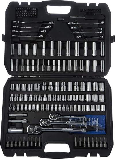 Amazon Basics Socket Set 201 Piece SAE Metric Tools Case