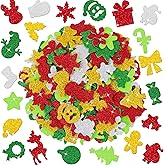 400 Pcs Christmas Foam Stickers, Glitter Foam Stickers for DIY Crafts, Christmas Snowflake New Year Self Adhesive Sticker for Greeting Cards Scrapbook Holiday Party Supplies Stocking Decor