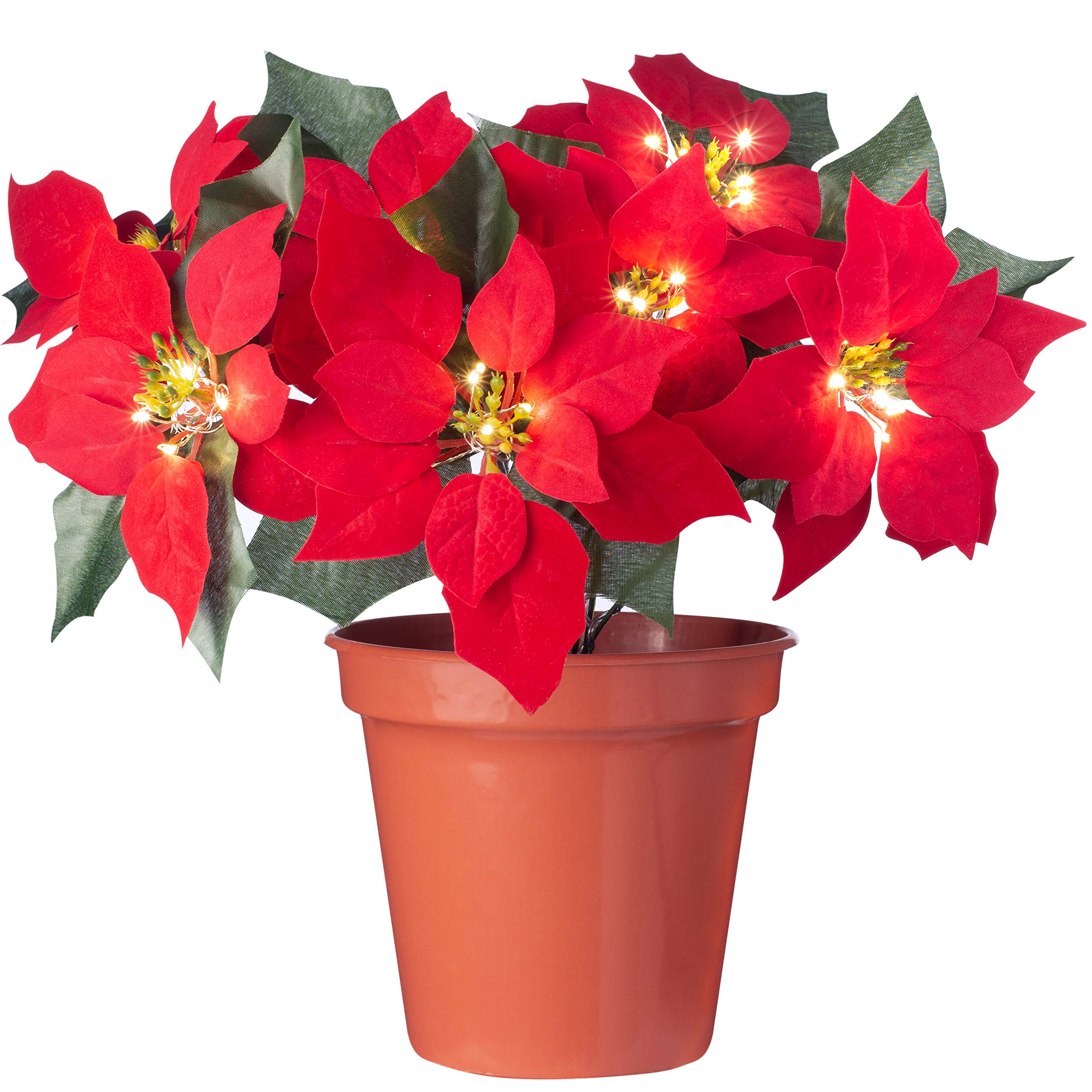 WeRChristmas Pre-Lit Poinsettia Flowerpot Plant