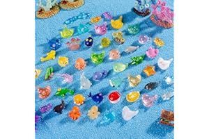 pkaoakyo 58pcs Mini Ocean Resin Animals Figurines，Miniature Plastic Aquarium Ornaments Decorations for DIY Fish Tank Potted，Miniature Landscape Decorative Sets