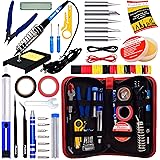 Soldering Iron Kit - Soldering Iron 60W Adjustable Temperature, Solder Wire, Soldering Stand, Wire Cutter, Solder Tips, Desol