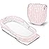 Baby Delight Snuggle Nest Harmony Infant Sleeper/Baby Bed with Incline Wedge | Pink Baby Love Fabric Pattern | Portable Bassinet with Sound & Light Unit | Waterproof Foam Mattress w/Sheet
