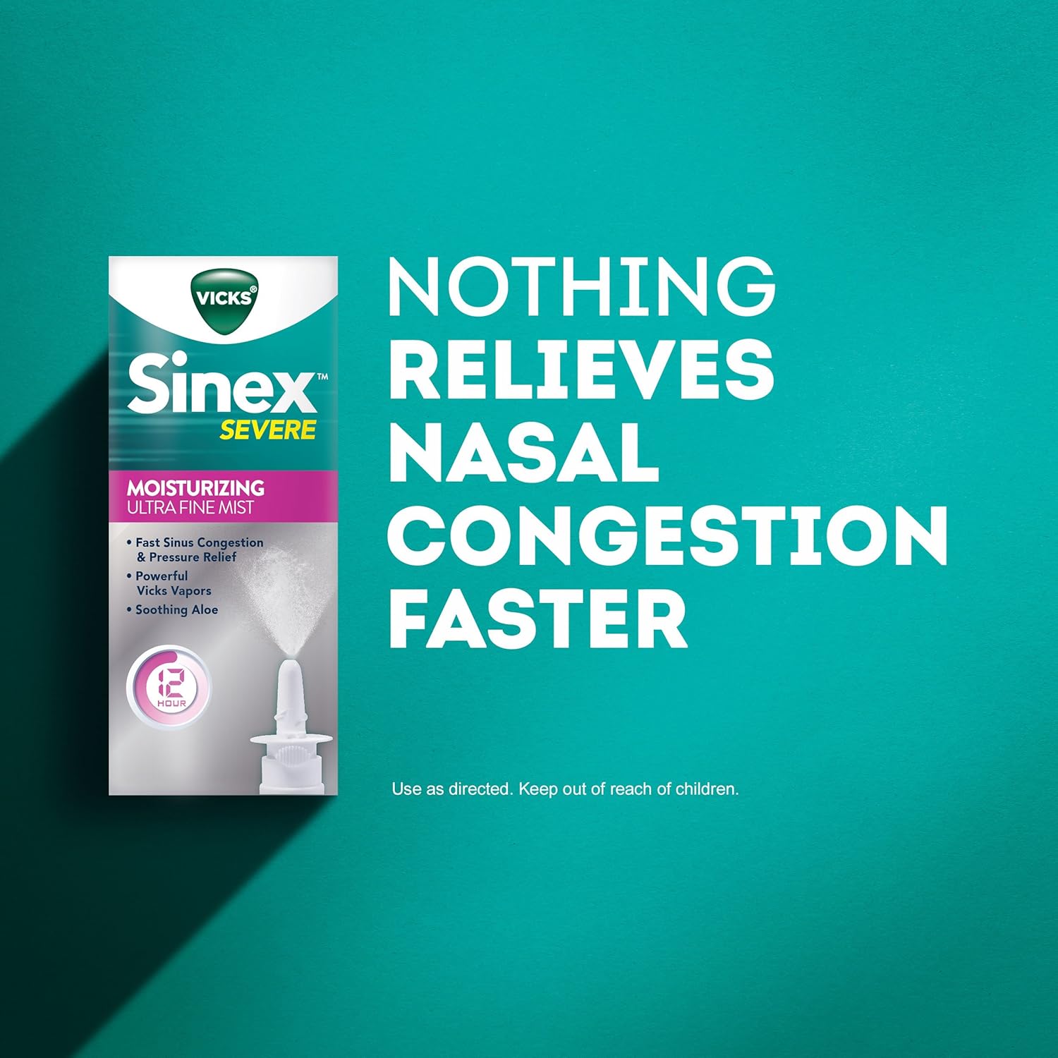 Vicks Sinex Severe Sinus Congestion Nasal Spray, 0.5 fl oz - Moisturizing Ultra Fine Mist with Soothing Aloe: Health & Personal Care