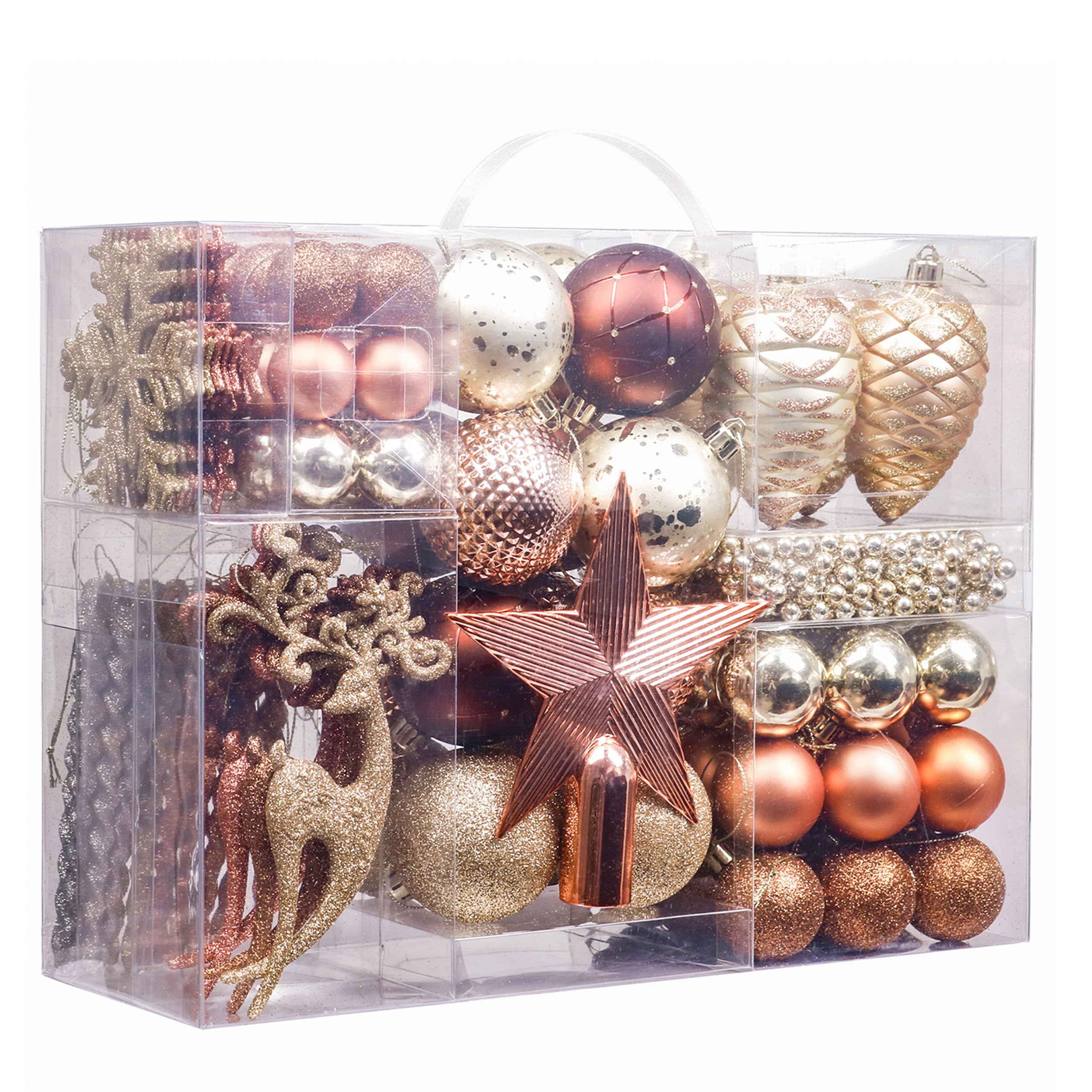 Valery Madelyn Christmas Tree Ball Ornaments, Set of 100, Gold Copper Woods, Fashionable, Miscellaneous Goods, Decoration, Europa, Scandinavian Style, Interior