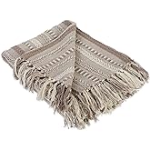 DII Braided Striped Decorative Throw Blanket, 50x60, Stone