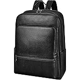 Colins Keirs Large Black Leather Backpack for Men, Minimalist Luxury Executive Computer Backpack for Men, 17.3 Inch Genuine Leather Laptop Backpack for Travel Work Business