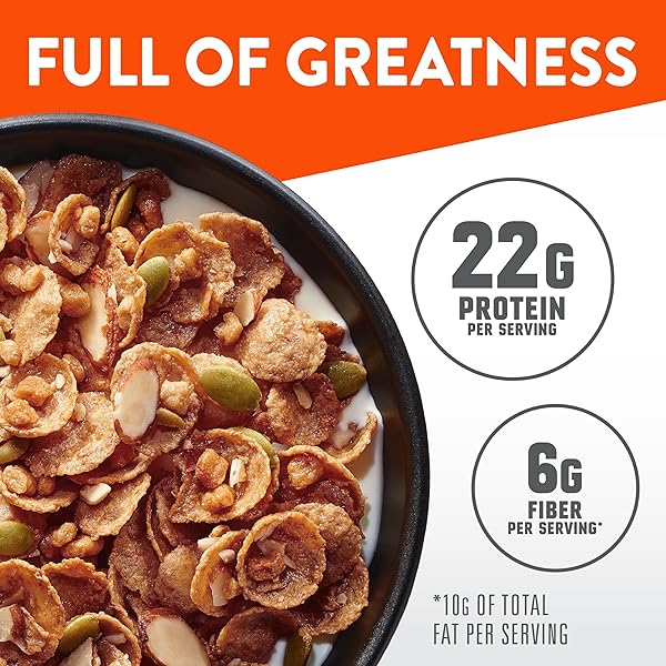 WHEATIES PROTEIN BREAKFAST CEREAL, MAPLE ALMOND, 22G PROTEIN, BREAKFAST OF CHAMPIONS, 16 OZ