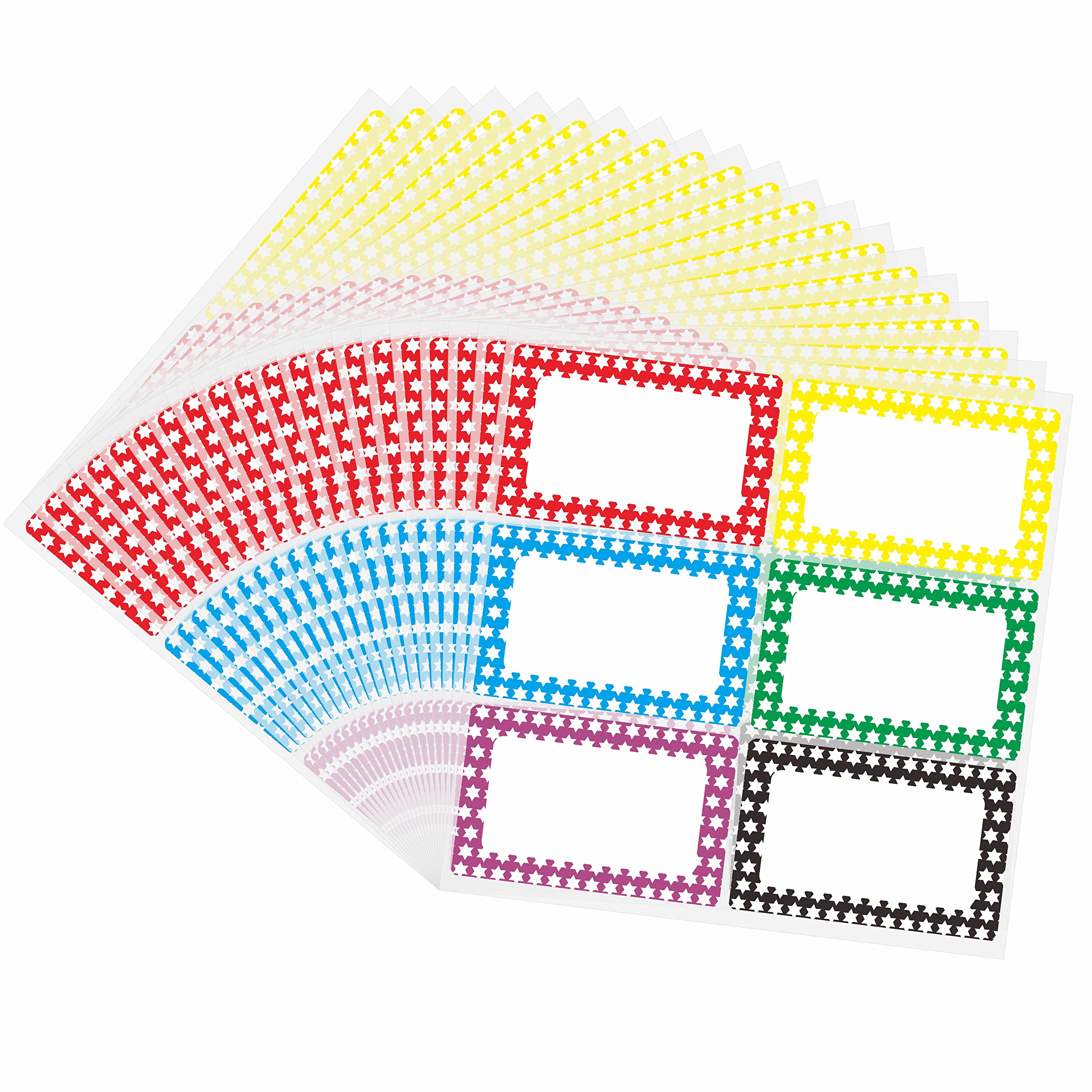 Hylabelest Colorful Plain Name Tag Labels Coloured Sticky Clothing Border Name Tag Stickers, 6 Colors (20 Sheets)