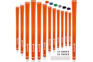 SAPLIZE CC02 Rubber Golf Grips, Options of Upgrade kit(13 grips with 15 Tapes) or Deluxe Kit(13 grips with Solvent kit) 6 Pure Colors Available, Standard/Midsize Anti-slip Rubber Golf Club Grips