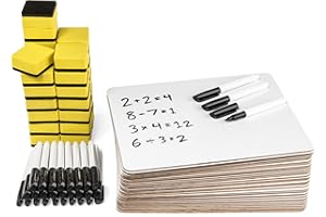 Blue Summit Supplies 30 Pack Small Dry Erase Lapboard Classroom Set, includes 30 Mini Whiteboards 9 x 12 Inch, 30 Markers, 30 Erasers, Ideal for Teachers, Students, Sunday School, Group Participation