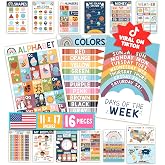 Hadley Designs Learning Posters for Toddlers 1-3 Preschool Classroom Decor | 16-Pc Big 11x17 Laminated Educational Posters fo
