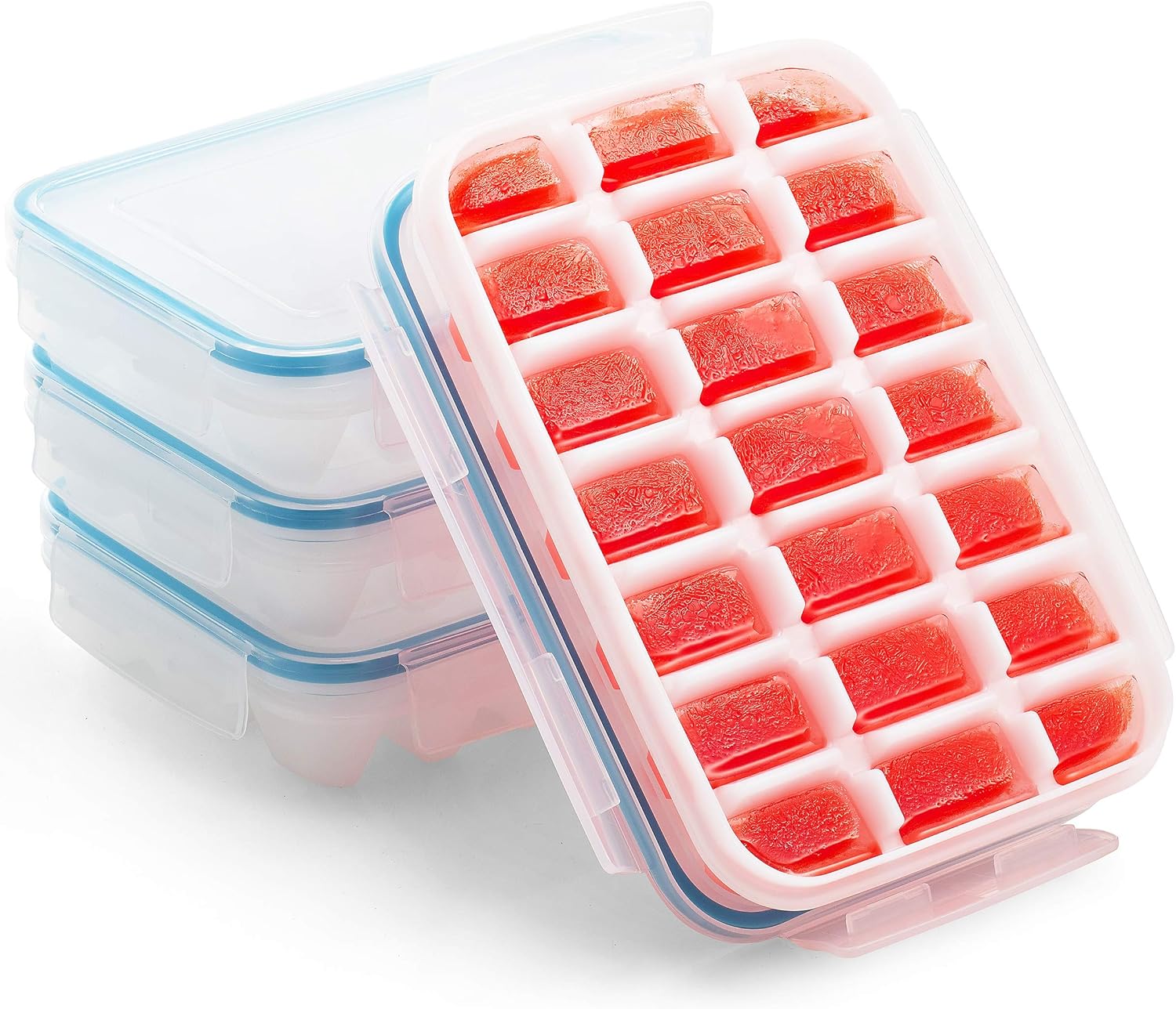 Komax Biokips Ice Cube Trays with Airtight Locking Lids [3Pack Set