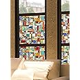 Artscape Montage | Privacy Window Film with Vibrant Colored Pattern | Non-Adhesive & UV Protection | Easy to Apply & Removable | 24 x 36 Inches | Made in USA