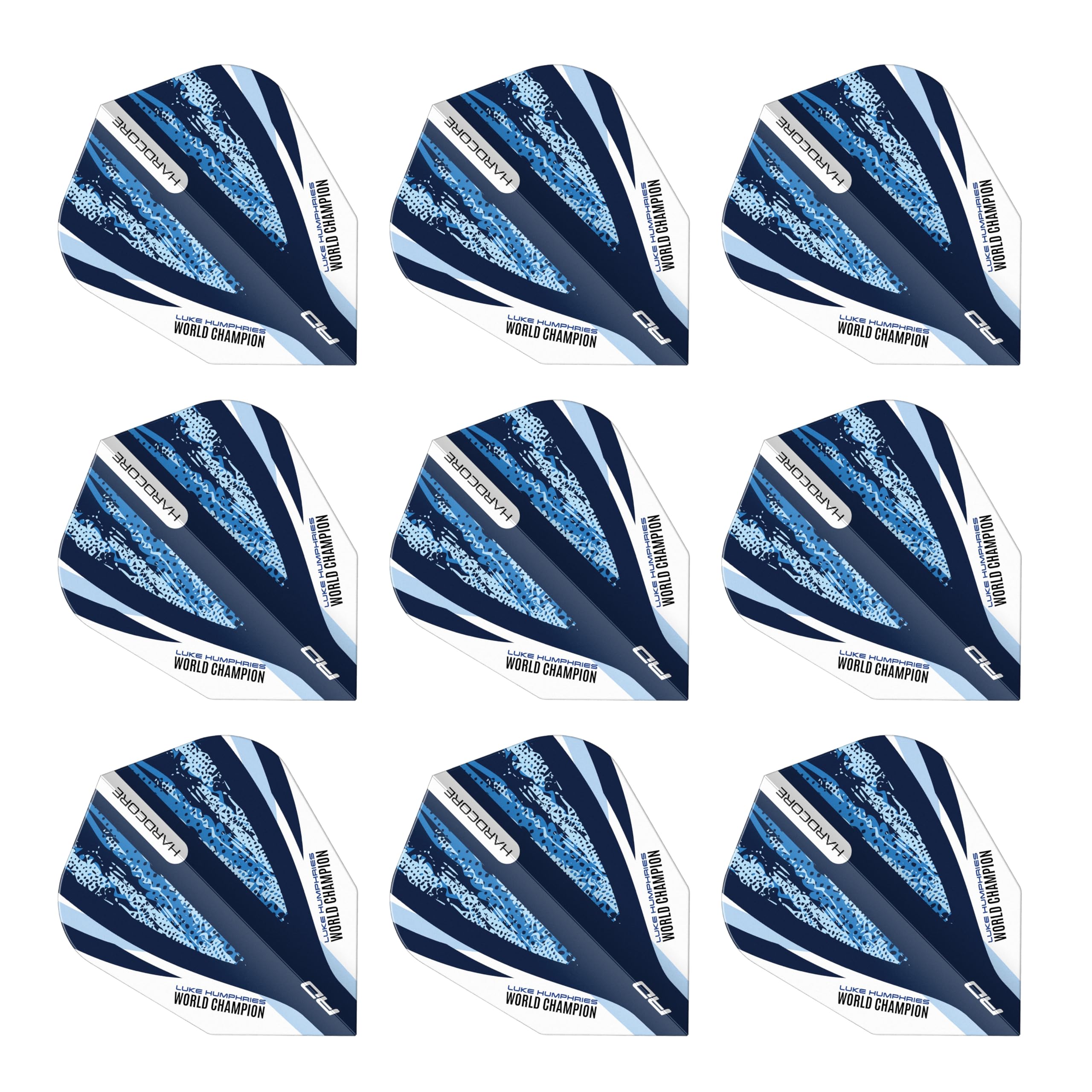 RED DRAGON Luke Humphries World Champion Blue and White V-Standard Dart Flights 3 Sets Per Pack (9 Dart Flights in total)