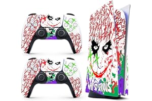 HK STUDIO Skin Sticker for Game Console 5 Cover - Clown Art, Compatible with Both Disc Edition & Digital Edition (not Slim Ver) - 2 Controller Skins & Console Skin - No Bubble, Full Protection, Removable