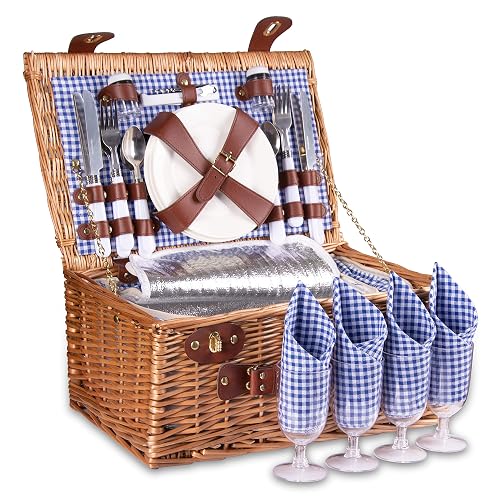 Multifunctional Wicker Picnic Basket Set for 2 with Blanket and Picnic ...